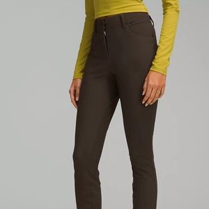 City Sleek Slim-Fit 5 Pocket High-Rise Pant, dark olive green